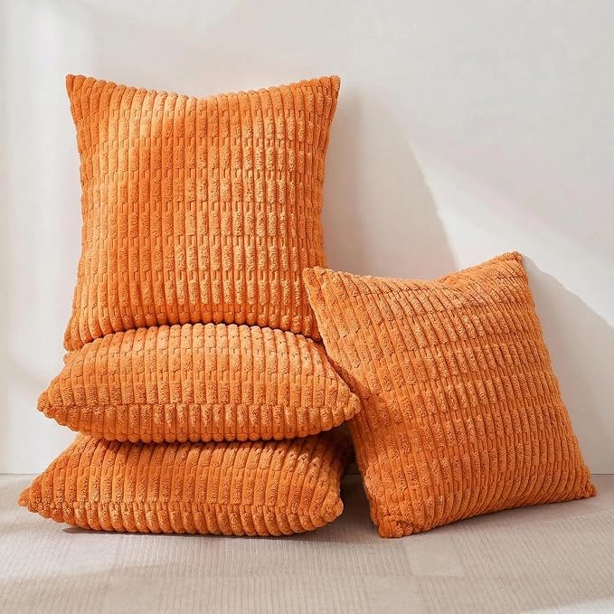 Fancy Homi 4 Packs Decorative Throw Pillow Covers for Living Room Couch Bed, Modern Farmhouse Boho Home Décor Accent Cushion Case, 22" x 22", Orange