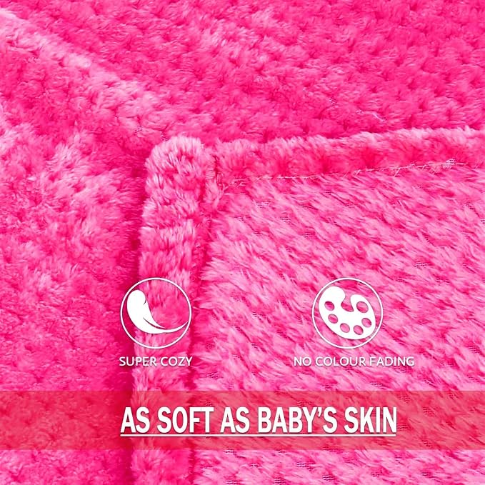 Exclusivo Mezcla Large Waffle Fleece Throw Blanket for Couch, Hot Pink | Lightweight Soft Blanket for Sofa, Bed, Living Room, Plush Fluffy Throw for Home Decor, Travel, All Season, 50x70 Inches