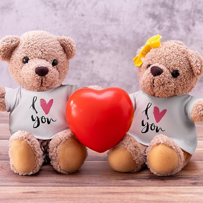 Skylety 6 Pcs Bear Clothes Basic Tee Shirt Classic Stuffed T Shirt Plush Crew Neck for Stuffed Bears Doll with 14 - 18 Inch, Bear Not Included(White)