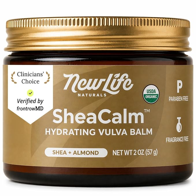 NewLife Naturals SheaCalm Vulva Balm – Certified Organic Vaginal Moisturizer & Vaginal Cream for Dryness – Estrogen-Free Vulva Moisture Support, Made in USA, 2oz