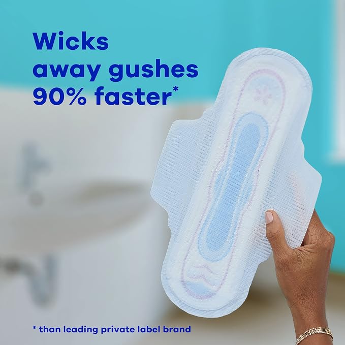 Always Ultra Thin Pads Size 1 Regular Absorbency Unscented with Wings, 10 Count, Packaging may vary