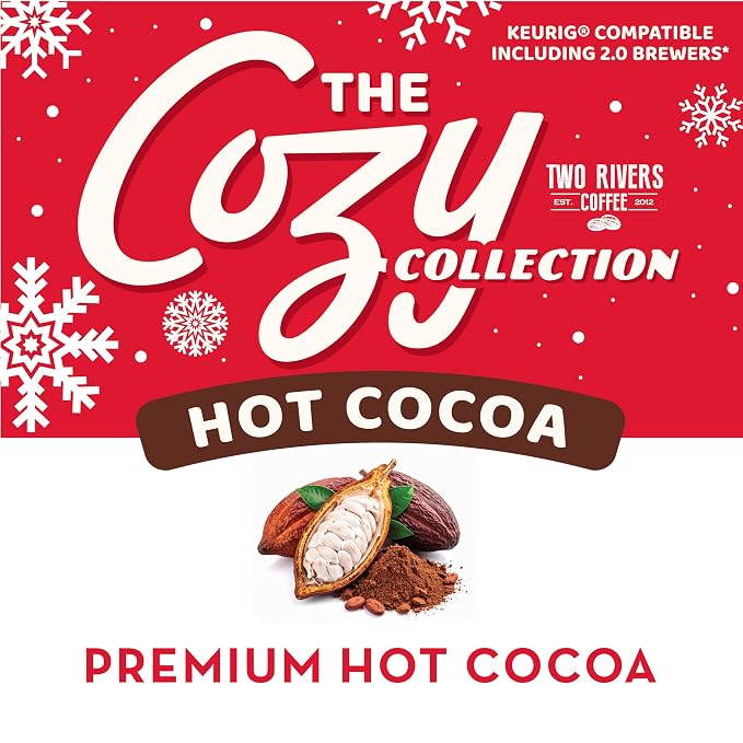Two Rivers Coffee Cozy Collection Holiday Hot Cocoa Pods Compatible with Keurig K Cup Brewers, Assorted Flavors, 40 Count (Pack of 1)