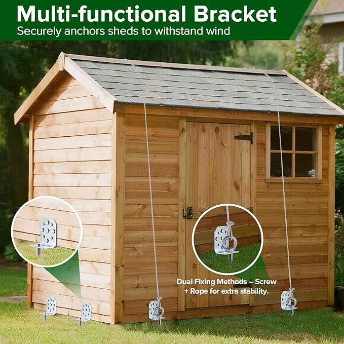 Swing Set Anchors 20" – Heavy Duty Ground Anchors Screw in with L-Brackets & Drill Adapter, Fully Welded Spiral Earth Anchor for Storage Sheds, Trampoline, Fence, Carports