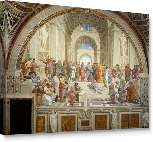 Niwo ART - The School of Athens, World's Most Famous Paintings Series, Canvas Wall Art Home Decor, Gallery Wrapped, Stretched, Framed Ready to Hang (20"x16"x3/4")
