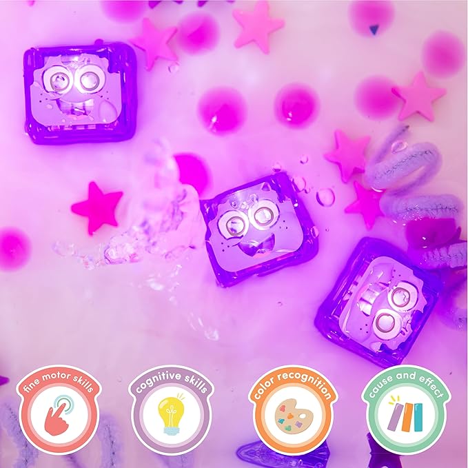 New Glo Pals Lumi Water-Activated Bath Toy with 6 Reusable Light-Up Cubes for Sensory Play - Valentine Day Gift