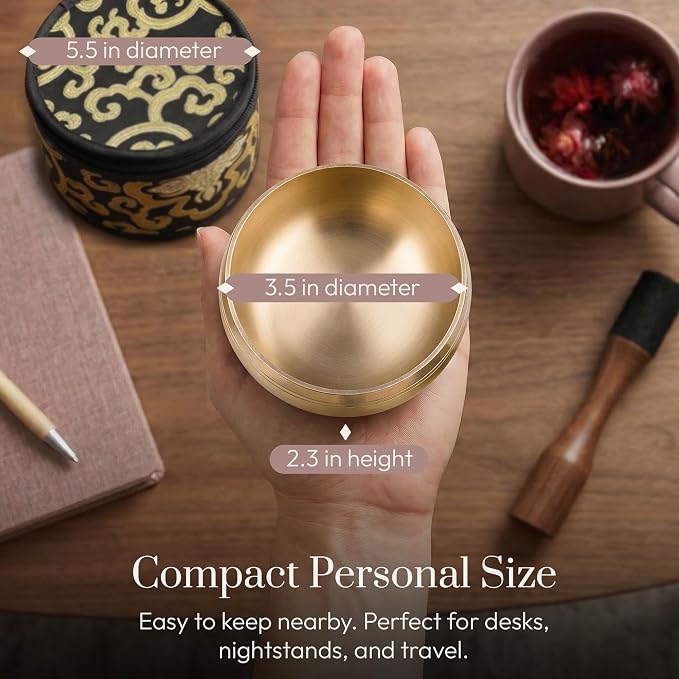Silent Mind Tibetan Singing Bowl Set – Easy to Play & Beginner Friendly Meditation Bowl with Cushion, Mallet & Case | Stress Relief & Mindfulness | Gift-Ready