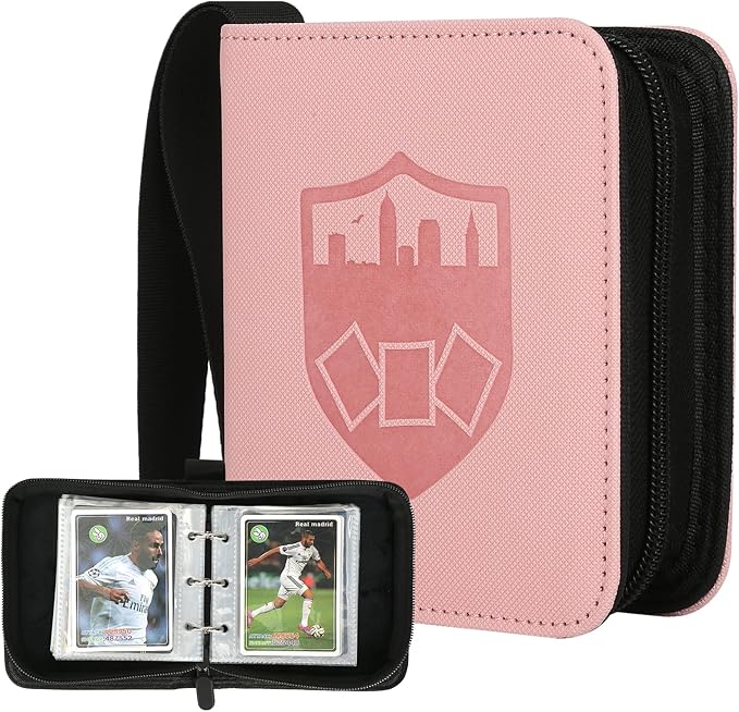 GERMUN Mini Card Binder 1 Pocket, 80 Pockets Trading Card Binder, Premium Small 2 Pocket Trading Card Collection Album Folder with 40 Sleeves Double Sided - Gifts for Kids (Pink)