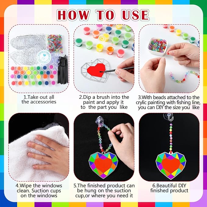 30 Sets Jewel Suncatchers Window Art Kits, DIY Sun Catchers Bulk Crafts Paint Your Own Window Jewel Gemstone Diamond Ornaments for Boys Girls Classroom Home Party Birthday Activity Decor