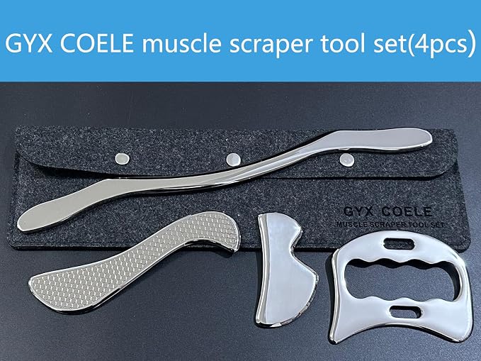 Muscle Scraper IASTM Tool Set (3-Piece) gua sha Stainless Steel fascial Release Tool deep Soft Tissue Massage Tool Set