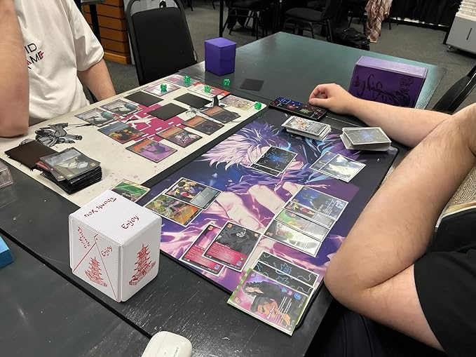 Venssu Chinese Takeout MTG Deck Box, Commander Deck Case Fits 100 Double Sleeved Cards, PU Leather Storage Box with 2 Dividers(Bright Red and White), Compatible with TCG/PTCG/EDH/Magic/Sport Cards