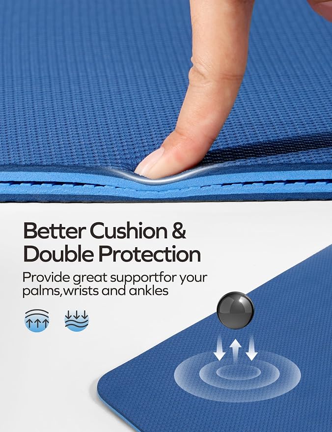 Ewedoos Eco Friendly Yoga Mat Thick TPE Yoga Mat Non Slip Yoga Mats Anti-tear Exercise Workout Mat for Women Men Kids Yoga, Pilates and Fitness