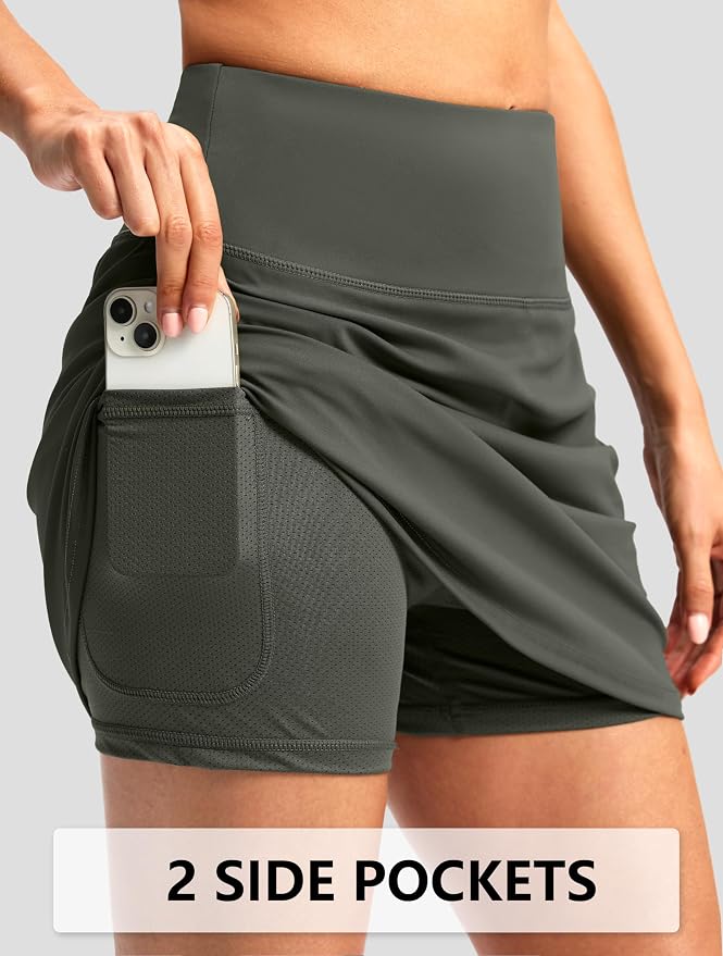 G Gradual 16"/18" Skorts for Women Golf Skirt with 2 Pockets Summer Casual | Built-In Shorts, High Waist, Soft 4-Way Stretch, Breathable Mesh Liner, Tennis Pickleball Athletic Wear, Easy To Match