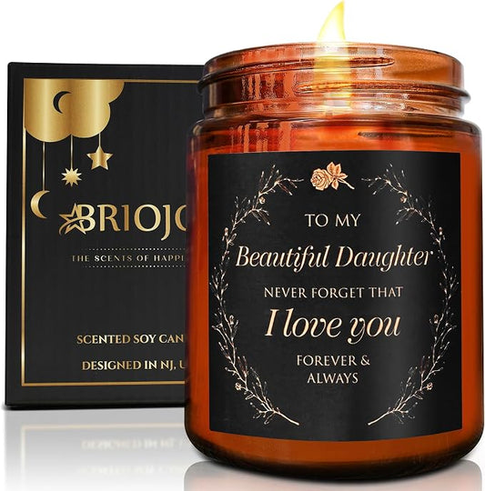 My Beautiful Daughter Candle Gift from Mom Dad - Unique Valentines Day, Love You, Bridal Shower, Wedding, Mother's Day, Birthday Gift for Daughter Adult - Cashmere Vanilla Scented Soy Candle