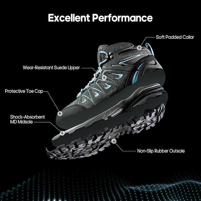 NORTIV 8 Women's Waterproof Hiking Boots Outdoor Trekking Camping Trail Hiking Boot Seeker