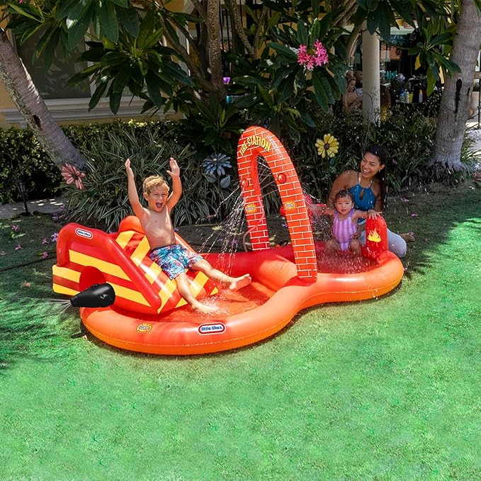 Little Tikes Fire House Adventure Inflatable Play Center Pool and Sprinkler.