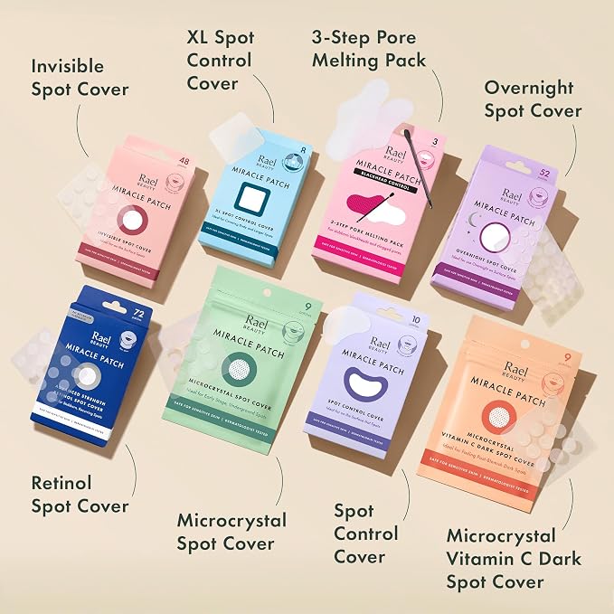 Rael Pimple Patches, Miracle Invisible Spot Cover - Hydrocolloid Acne Pimple Patch, Absorbs Zits & Blemish, Korean Skin Care, 2 Sizes (72 Count)