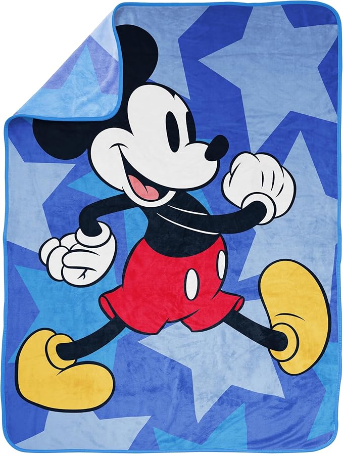 Jay Franco Kids Plush Throw Blanket – Soft & Cozy Fleece Throw for Bedroom & Couch Décor, Official Licensed Product, Blue - Mickey Mouse, 46x60 - Throw Blanket