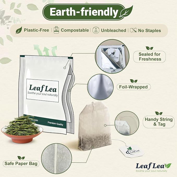 LeafLea Premium Green Tea Bags, Daily Wellness & Uplifting, 80 Count | Pure Green Tea Leaves, Bright And Mild Flavor, Caffeinated, Sugar-Free, Non-GMO, Vegan, Individually Wrapped, 2 Pack