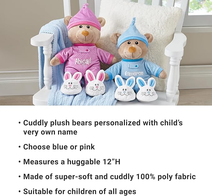 Let's Make Memories Personalized Pajama Bear - Stuffed Animal - Teddy Bear - Newborn - Baby - Kids - Pink