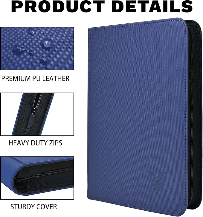 Toploaders Binder,Holds 640 Top Loaders,16 Pocket Top Loader Binder for 3" x 4"Rigid Cards,Double Sided Card Binder Abulm in 3"x4"Toploaders for Trading Cards (TOP 640 Dark Blue)