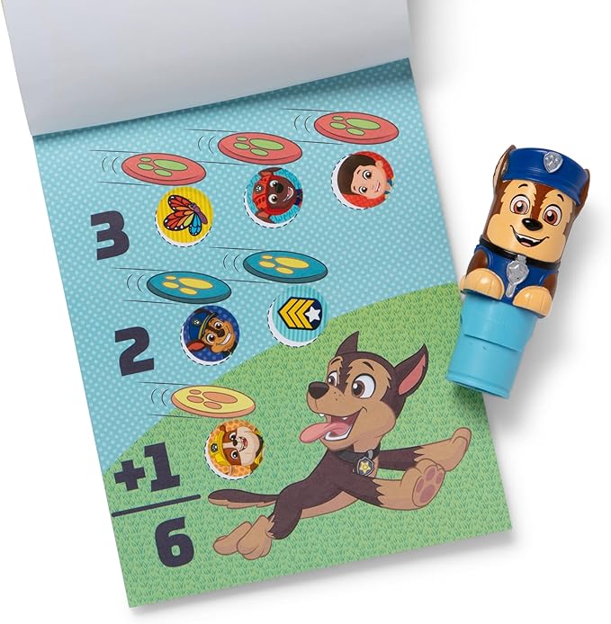 Melissa & Doug Sticker Wow!™ PAW Patrol Chase Bundle: 24-Page Activity Pad, Sticker Stamper, 500 Stickers, Mini Pad, Arts and Crafts Fidget Toy Collectible Character