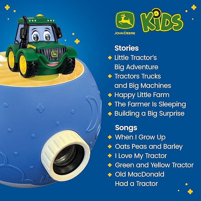 Kids Book Projector - 5 John Deere Tractor and 5 Classic Read-Aloud Stories, 10 Songs & Night Light & Soothing Dream Music | Children Ages 3+ Storytime Projector | Toys, Owl & John Deere Tractor