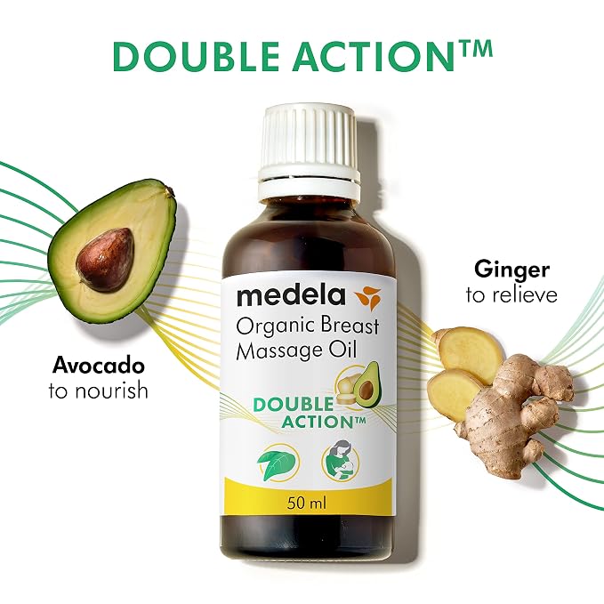 Medela Organic Breast Massage Oil for Breastfeeding Mothers | Relieve Breast Tenderness and Fullness | All-Natural Formula with Nourishing Ingredients I Made in Canada, 1.69 fl. oz.