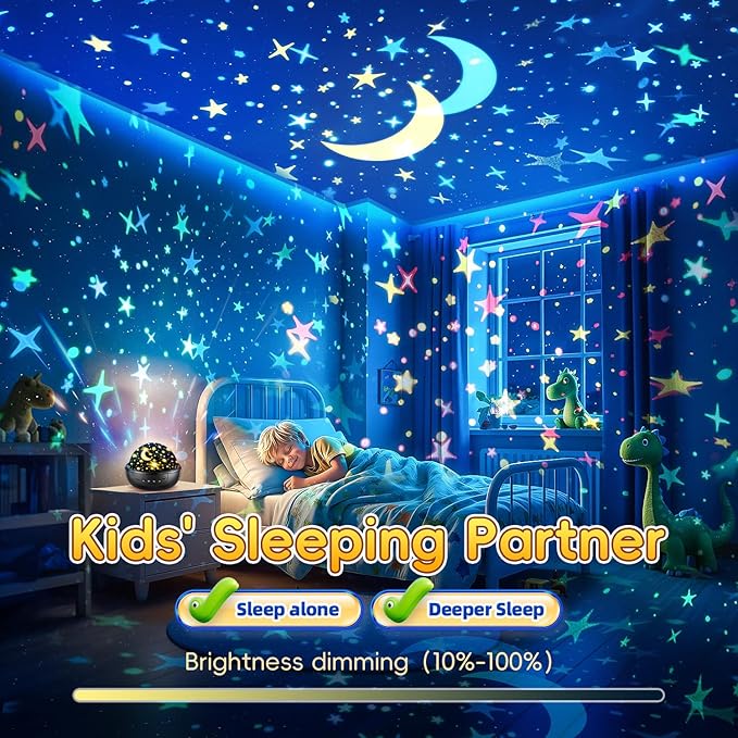 【Gift Box】 Kids Night Light Projector, 【3 Films & 93 Colors】 3 Year Old Boy Toys, [5 Brightness & Remote Control] 3 Year Old Boy Birthday Gift, Rotate Christmas Gifts for Kids Gifts