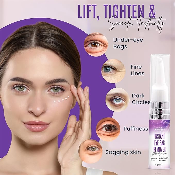 Instant Under Eye Bag Remover Cream - Dark Circles Under Eye Treatment Cream for Wrinkles & Puffiness - Advanced Anti-Aging Formula for Women - Quick Solution for Tired & Dull Skin - 0.21 OZ