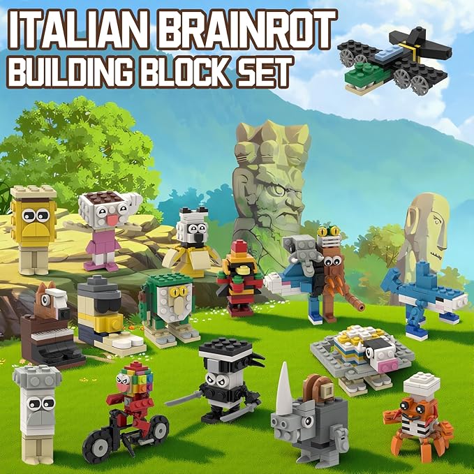 Italian Brain Rot Unique Cartoon Characters Building Blocks 16 in 1 Educational & Entertaining Gift Idea for Kids Teens & Adults