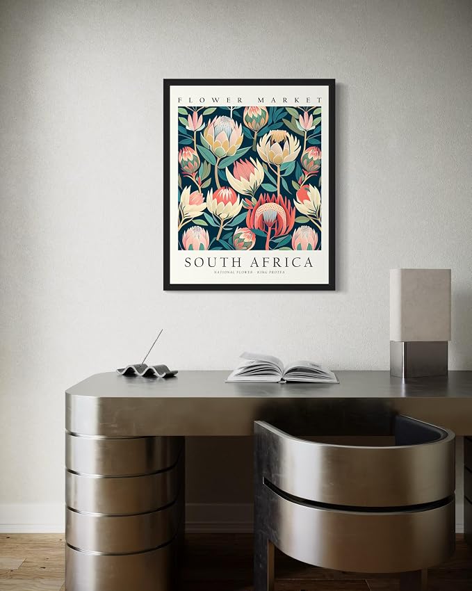 South Africa Flower Market Unframed Art Print Poster, Wall Art Floral Painting Botanical Decor for Bedroom, Kitchen, Bathroom Livingroom Decoration 82B (South Africa, 10"L x 8"W, Unframed)