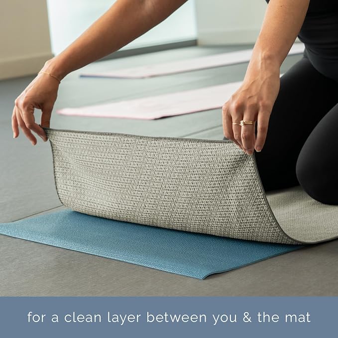 S&T INC. Yoga Mat Towel with Non-Slip Grip, Enhanced Silicone Grip, Soft and Absorbent for Gym, Pilates, and Hot Yoga Mat, 1 Pack, 24 inches x 72 inches, 340GSM, Grey