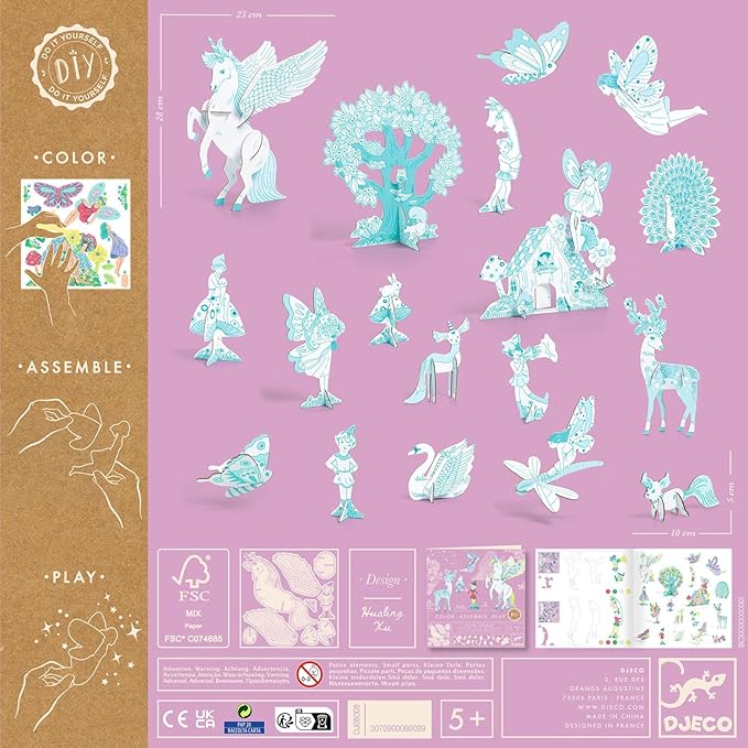 DJECO DIY Cap Fairy World Play Kit - Create Your Own Fairy World - Arts & Crafts for Kids - Fun & Creative for Family & Friends, Perfect for Gift for Children 5+ Years Girls & Boys