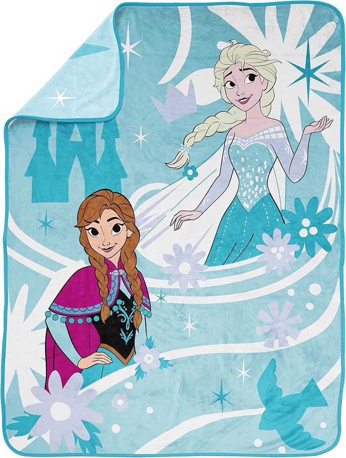 Jay Franco Kids Plush Throw Blanket – Soft & Cozy Fleece Throw for Bedroom & Couch Décor, Official Licensed Product, Blue - Frozen, 46x60 - Throw Blanket