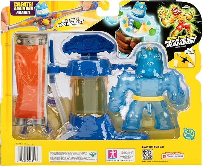 Heroes of Goo Jit Zu Hero Creator with 3 Unique Goo Fillings, Mix, Fill & Create Your Own Stretchy Glow-in-The-Dark Tyro Action Figure, Play Again and Again