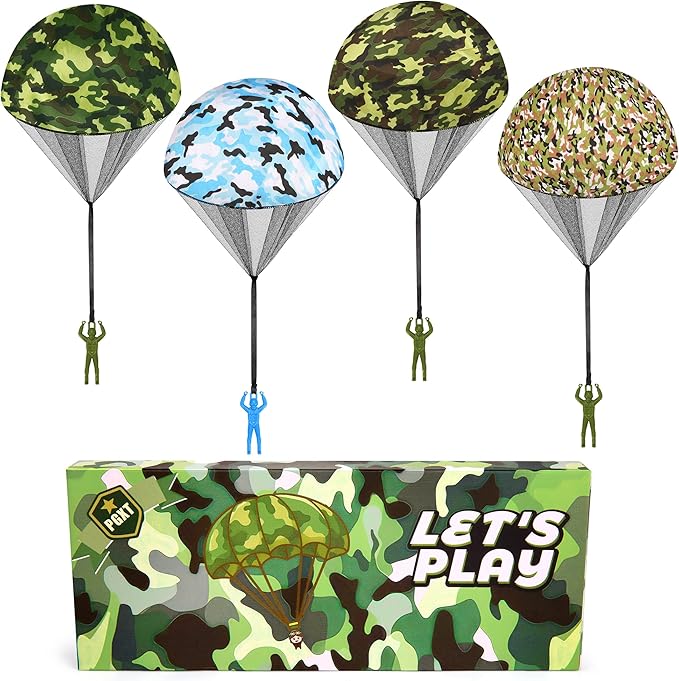 Parachute Toy for Kids, Army Outdoor Toys Flying Parachute Men, Inside & Outside Toys for or 3 4 5 6 7 8 9 10 11 12 Year Old, Christmas Stocking Stuffers for Kids Idea 2025 Unique Boys Party Favors