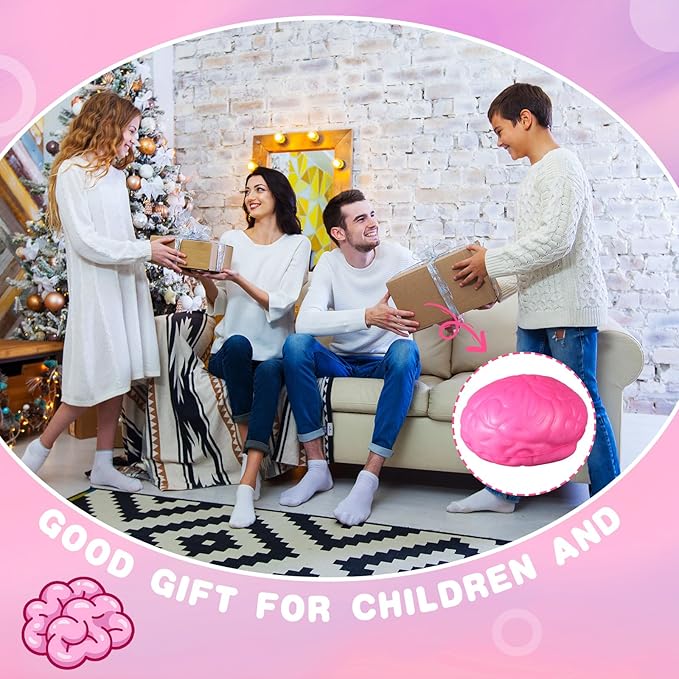 Jenaai Brain Stress Ball Halloween Squeeze Toy 2.76 Inch PU Hand Muscle Exercise Pressure Ball Funny Stress Relief Toy for Adults Improving Grip Strength Release Pressure(Colorful)