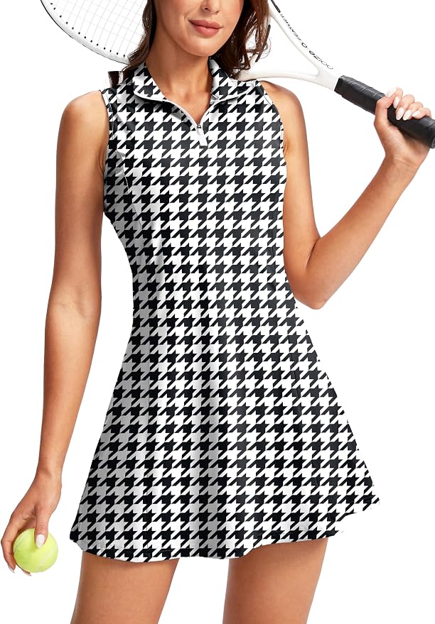 Viodia Women's Tennis Golf Dress with Shorts | Active, Exercise, Workout, Sports, Athletic, Dresses for Women, with Zipper Pockets