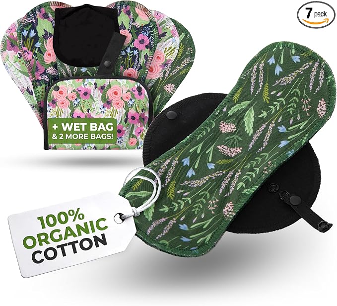 Organic Cotton Reusable Panty Liners for Women & Teens (Small 7-Pack) – 100% Breathable & High-Temp Washable Cloth Panty Liners for Vaginal Discharge only – Gentle on Skin, Stay Fresh & Dry Daily