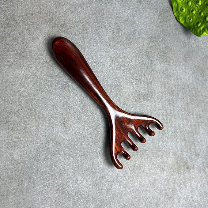 2 Pcs Wooden Deer Horn Massage Comb 6 Claws,Taichi Massage Tools | Meridian-Dredging Rake Foot Acupoint Massager Perfect for Head, Back, Legs, and feet. Ideal as a Father's Day or Mother's Day Gift