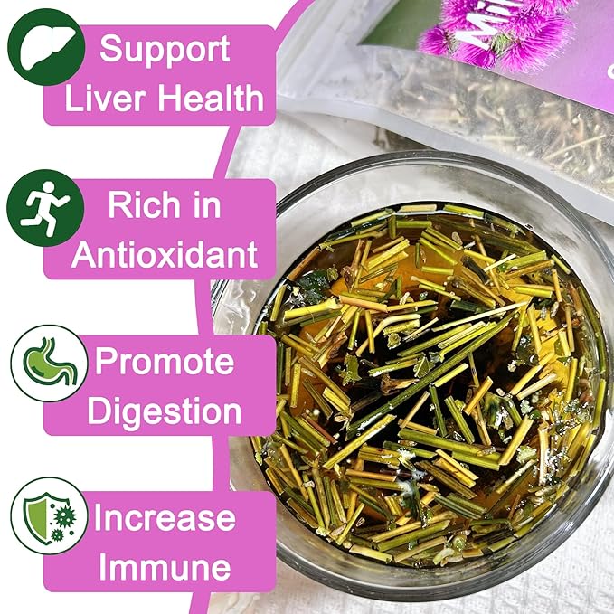 Milk Thistle Loose Leaf Tea 4oz (112g), Cardo Mariano Natural Wildcrafted Cardo Marin Herbal Tea for Liver Detox, Raw, Caffeine-Free