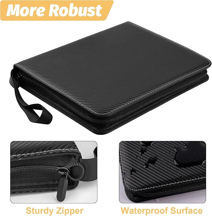 GERMUN Trading Card Binder, 900 Pockets Card Binder, 9-Pocket Sided Pocket Sports Card Binder, Premium Card Binders Compatible with MTG, TCG, Baseball Cards(Carbon Black)