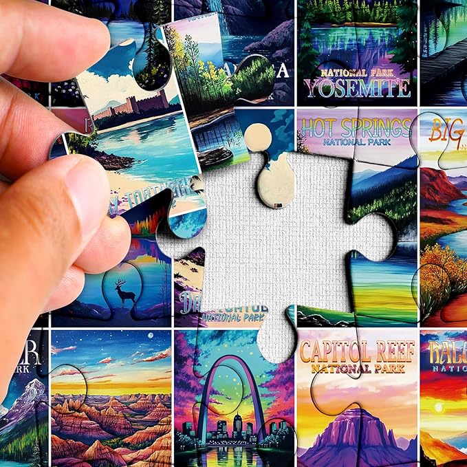Colorful National Parks Landscape Puzzles for Adults 1000 Pieces, Beautiful Travel Collage Jigsaw Puzzle, Difficult Nature Art Puzzles