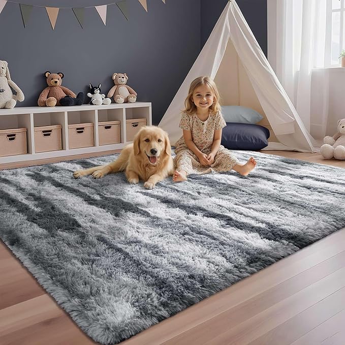 Zebra 4x6 ft Fuzzy Rug for Living Room,Black White Bedroom Area Rugs Non-Slip,Carpet for Nursery Kids PlayRoom Indoor Modern Plush Carpets