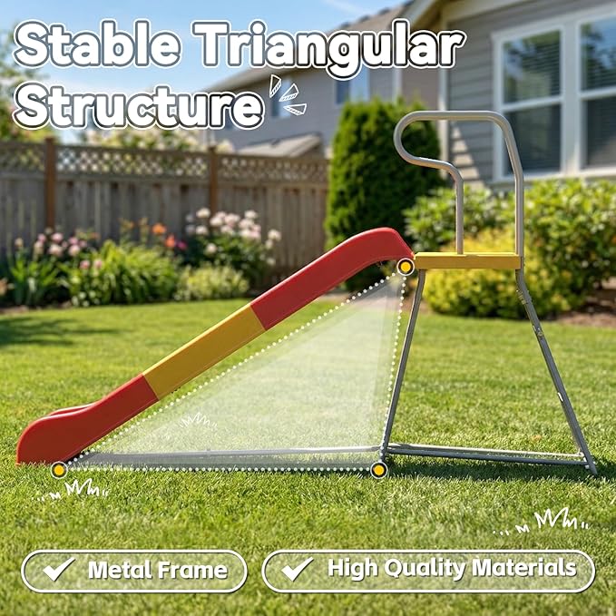 Outdoor Slide for Kids, 6.4FT Freestanding Slide with Climbing Ladder, Heavy-Duty Playground Equipment for Pool, Backyard, Garden & Lawn, for Boys and Girls - Ages 3-10
