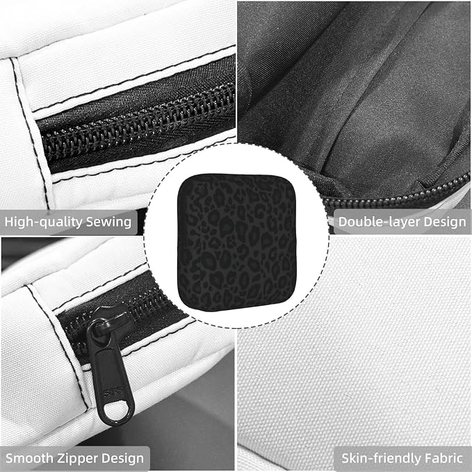 Black Leopard Cheetah Print Animal Skin Print Period Bag For Women,Portable Sanitary Napkin Period Pad Pouch For Purse, Small Make Up Bags