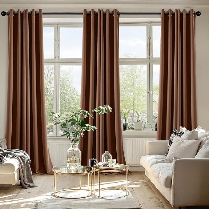 MIULEE Blackout Curtains for Bedroom 2 Panels 40 x 90 Inch Long Mocha Brown | Thermal Insulated, Living Room Darkening Grommet Drapes, Noise Reducing, Light Blocking Window Treatments