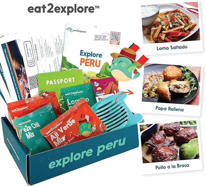 Cooking Kits for Kids - Interactive & Educational Set with 3 Recipe Cards, Key Ingredients & Cooking Tools - Ideal Idea for Kids who Love to Create Meals (Peru Edition)