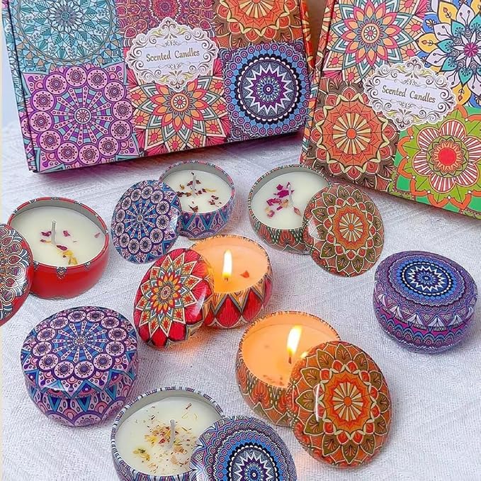 Rose Scented Candles, Aromatherapy Candles for Home, ong Burn Scented Candles with Lid, Sustainable Use of Tin Boxes