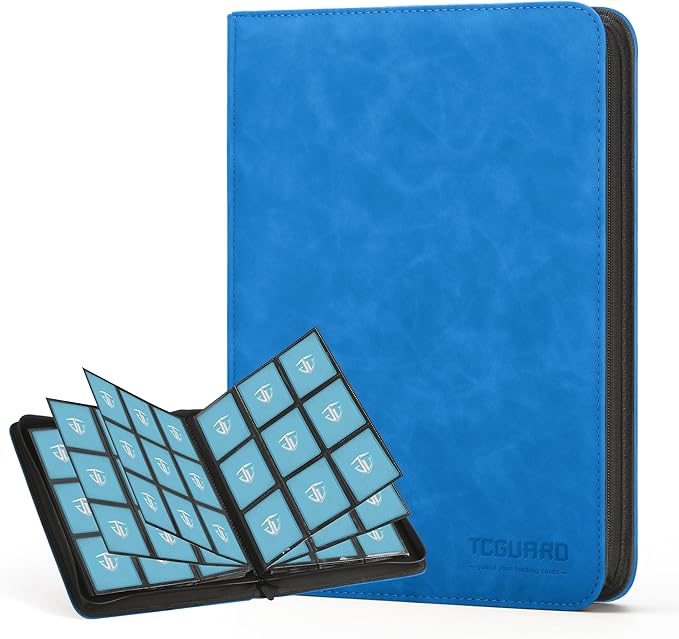 Trading Card Binder, 9 Side Loading Pocket Card Album Hold Up to 540 Cards, Zipper Binder for Cards Collection, TCG Card Holder for Game Card, Sports Card, Yugioh, MTG etc. (Light Blue)
